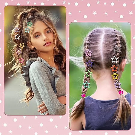 Metal Printed Star Shape Hair Clips (10 Pcs Set)