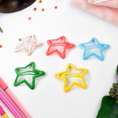Metal Printed Star Shape Hair Clips (10 Pcs Set)