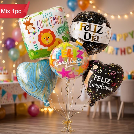 Feliz Cumpleaos Foil Balloon Mix  1pc (Assorted Birthday Designs)