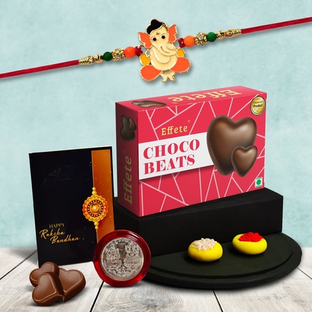 (K1_255_cb32) Multicolor Orange Rakhi Combo  Chocolate Beats 32gm With Silver Color Pooja Coin Roli Chawal  Greeting Card  Occasion  Rakhi  Chocolate For Brother  Bracelets For Men Stylish  Rakhi With Gift  Rakhi Combo  Set Of 1 Ra