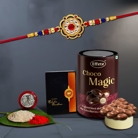 (K1_299_em) Rakhi Combo  Chocolate Magic  Rakhi  Chocolate For Brother  Fancy Rakhis For Men Stylish  Rakhi With Gift  Rakhi Combo  Set Of 1  Chocolate