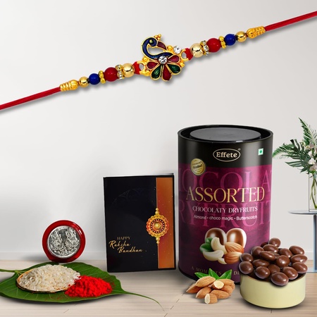 Rakhi (K1 315 as) Assorted Chocolate Dryfruits 96gm Rakhi For Brother With Gift Rakhi With Chocolate Rakhi Combo For Brother Set Of 1 Rakhi Chocolate