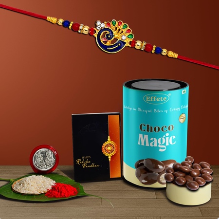 (K1 321 cm) Rakhi Combo With Chocolate Magic Rakhi For Brother With Gift Chocolate Gift Pack Rakhi With Chocolate Gift Hemper Fancy Rakhi For Men Set Of 1