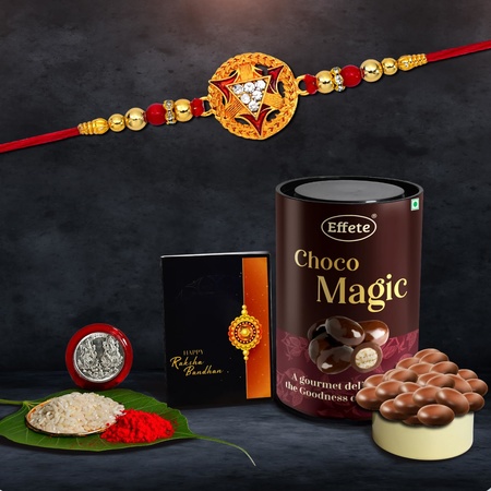 (K1_324_em) Rakhi Combo With Chocolate Magic Rakhi  Chocolate For Brother Rakhi With Chocolate Rakhi With Gift Rakhi Combo Set Of 1 Rakhi Chocolate