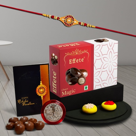 (K1_325_em32) Rakhi Combo With Chocolate Magic 32gm  Stylish Rakhi For Brother  Rakhi  Chocolate For Brother  Rakhi Brother  Rakhi With Gift  Handmade Rakhi  Set Of 1