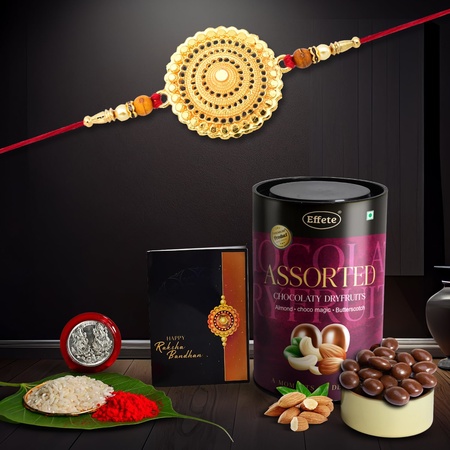 Rakhi (K1_402_as)  Assorted Chocolate Dryfruits 96gm Rakhi For Brother With Gift Rakhi With Chocolate Rakhi Combo For Brother Set Of 1 Rakhi Chocolate