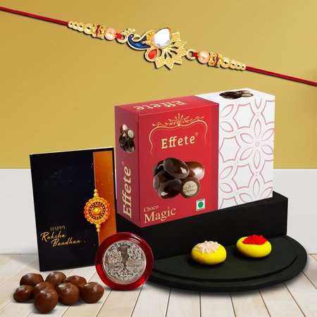 (K1_414_em32) Rakhi Combo With Chocolate Magic 32gm Rakhi For Brother With Gift Chocolate Gift Pack Rakhi With Chocolate Gift Hemper Fancy Rakhis For Men Set Of 1 Rakhi