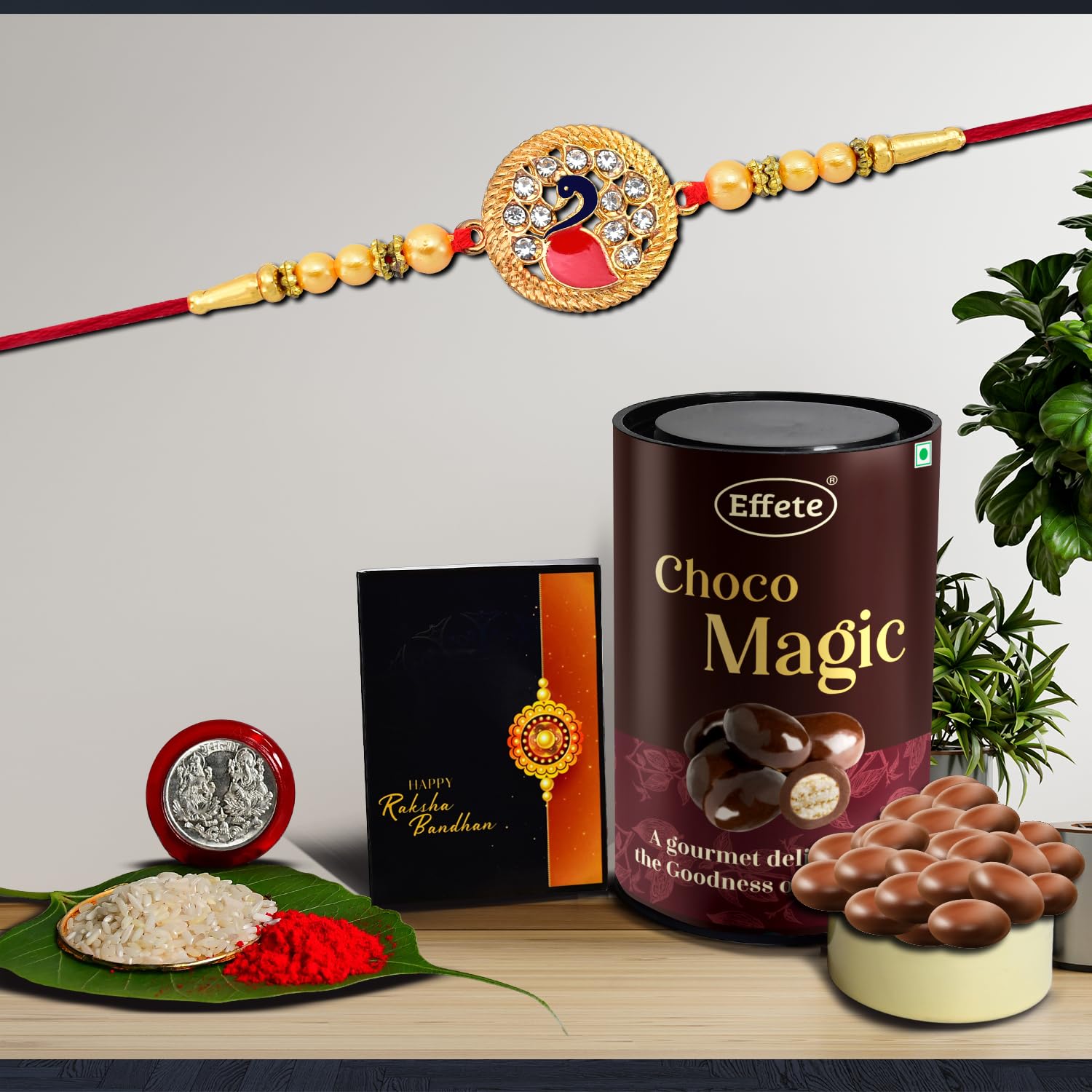 (K1_431_em) Rakhi Combo With Chocolate Magic Rakhi Chocolate For Brother Fancy Rakhis For Men Stylish Rakhi With Gift Rakhi Combo Set Of 1 Chocolate