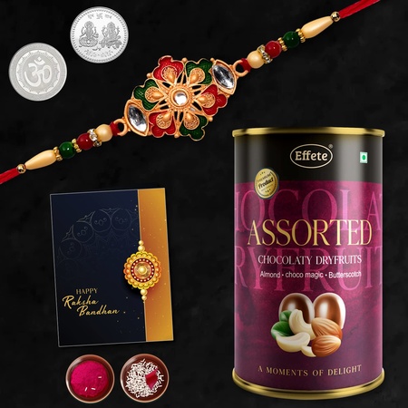 (K1_426_as) Rakhi Combo With Assorted Chocolate Dryfruits 96gm Stylish Rakhi For Brother Rakhi  Chocolate For Brother Rakhi Brother Rakhi With Gift Handmade Rakhi Set Of 1 Rakhi