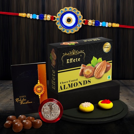 (K1 516 ca32) Rakhi Combo Chocolate Almonds 32gm Rakhi Chocolate For Brother Fancy Rakhis For Men Stylish Rakhi With Gift Rakhi Combo Set Of 1 Chocolate
