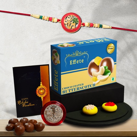 Rakhi (K1 518 bs32) Chocolate Butter Scotch 32gm Rakhi Combo With Card And Chocolate Chocolates Gift Rakhi Chocolate For Brother Rakhi With Gift Set Of 1 Rakhi
