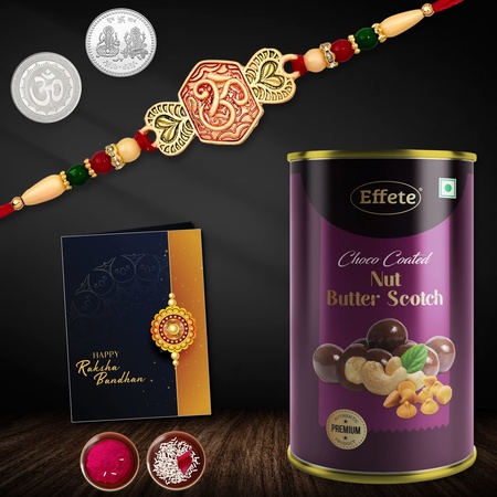 (K1 528 bs) Multicolor Simple Heart Rakhi Combo With Chocolate Butter Scotch 96gm Silver Color Pooja Coin Roli Chawal Greeting Card Occasion Rakhi For Brother With Gift Chocolate Gift Pack Rakhi With Chocolate Gift Hemper Bracelets