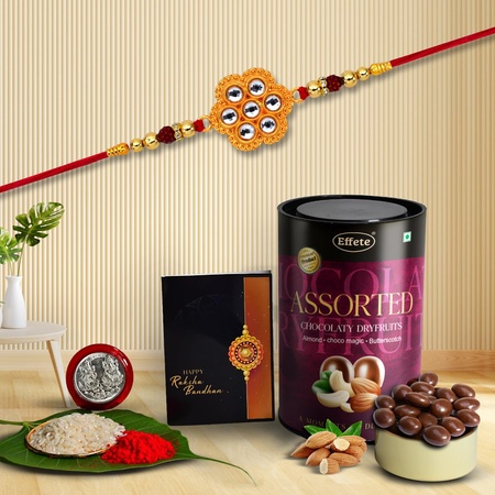 Rakhi (K1_531_as)  Assorted Chocolate Dryfruits 96gm Rakhi  Chocolate For Brother Rakhi With Chocolate Rakhi With Gift Rakhi Combo Set Of 1 Rakhi Chocolate