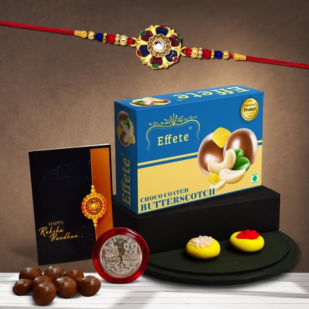 Rakhi (K1_550_bs32)  Chocolate Butter Scotch 32gm Rakhi For Brother With Gift Rakhi With Chocolate Rakhi Combo For Brother Set Of 1 Rakhi Chocolate