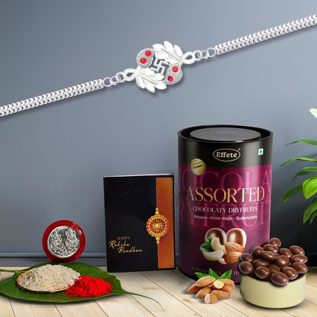 (K1_a45_as) Rakhi Combo  Assorted Chocolate Dryfruits 96gm Rakhi  Chocolate For Brother  Fancy Rakhis For Men Stylish  Rakhi With Gift  Rakhi Combo  Set Of 1  Chocolate