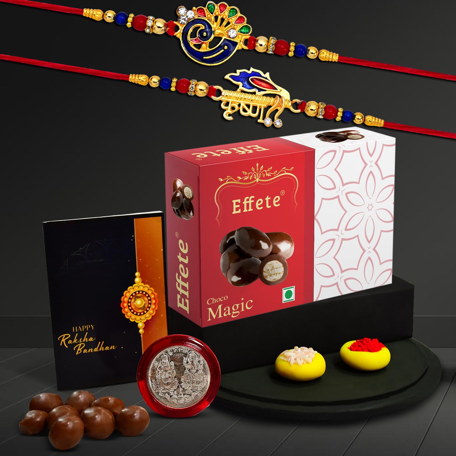 (K2_320+321_em32) Rakhi Combo With Chocolate Magic 32gm Rakhi Chocolate For Brother Rakhi With Chocolate Rakhi With Gift Rakhi Combo Set Of 2 Rakhi Chocolate