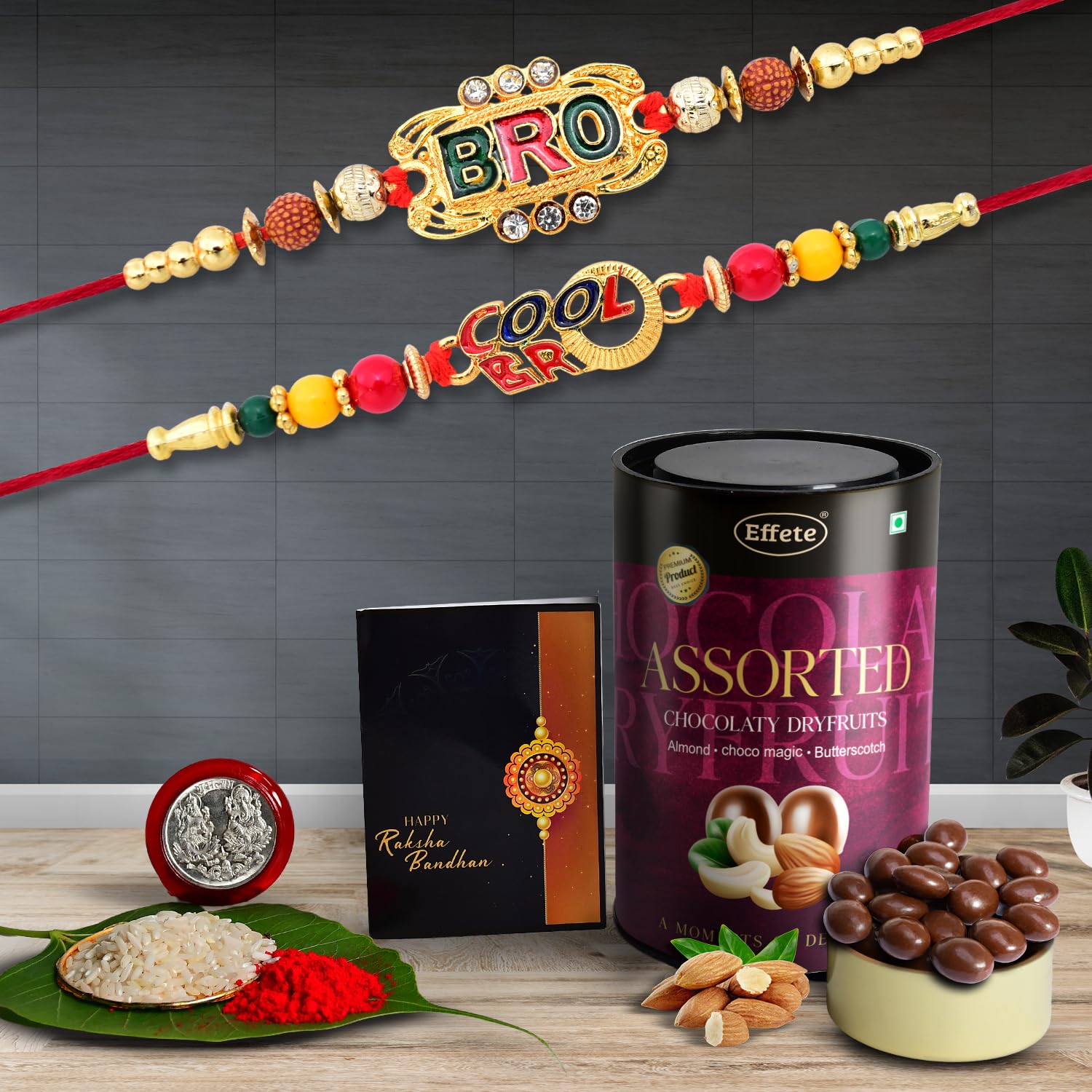 Rakhi (K2_406+407_as) Assorted Chocolate Dryfruits 96gm Rakhi For Brother With Gift Rakhi With Chocolate Rakhi Combo For Brother Set Of 2 Rakhi Chocolate