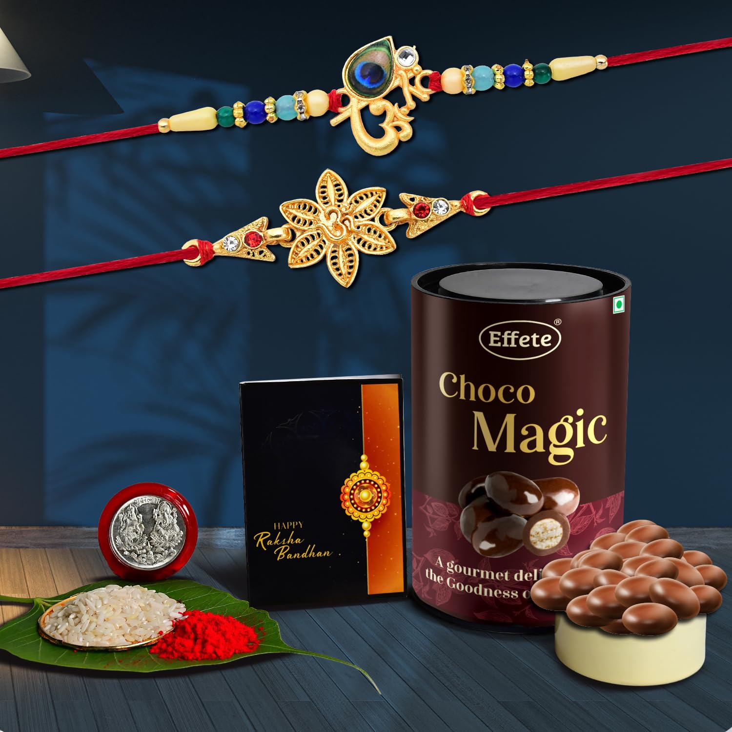 (K2_433+438_em) Rakhi Combo With Chocolate Magic Rakhi Chocolate For Brother Rakhi With Chocolate Rakhi With Gift Rakhi Combo Set Of 2 Rakhi Chocolate